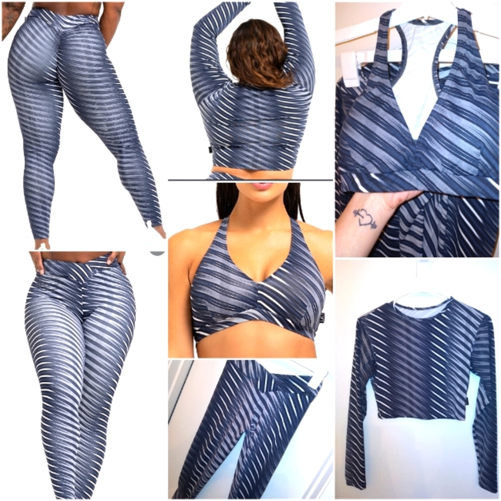 LiCi FiT 3 PIECE Midnight Sports bra/leggings/ long sleeve tank set
